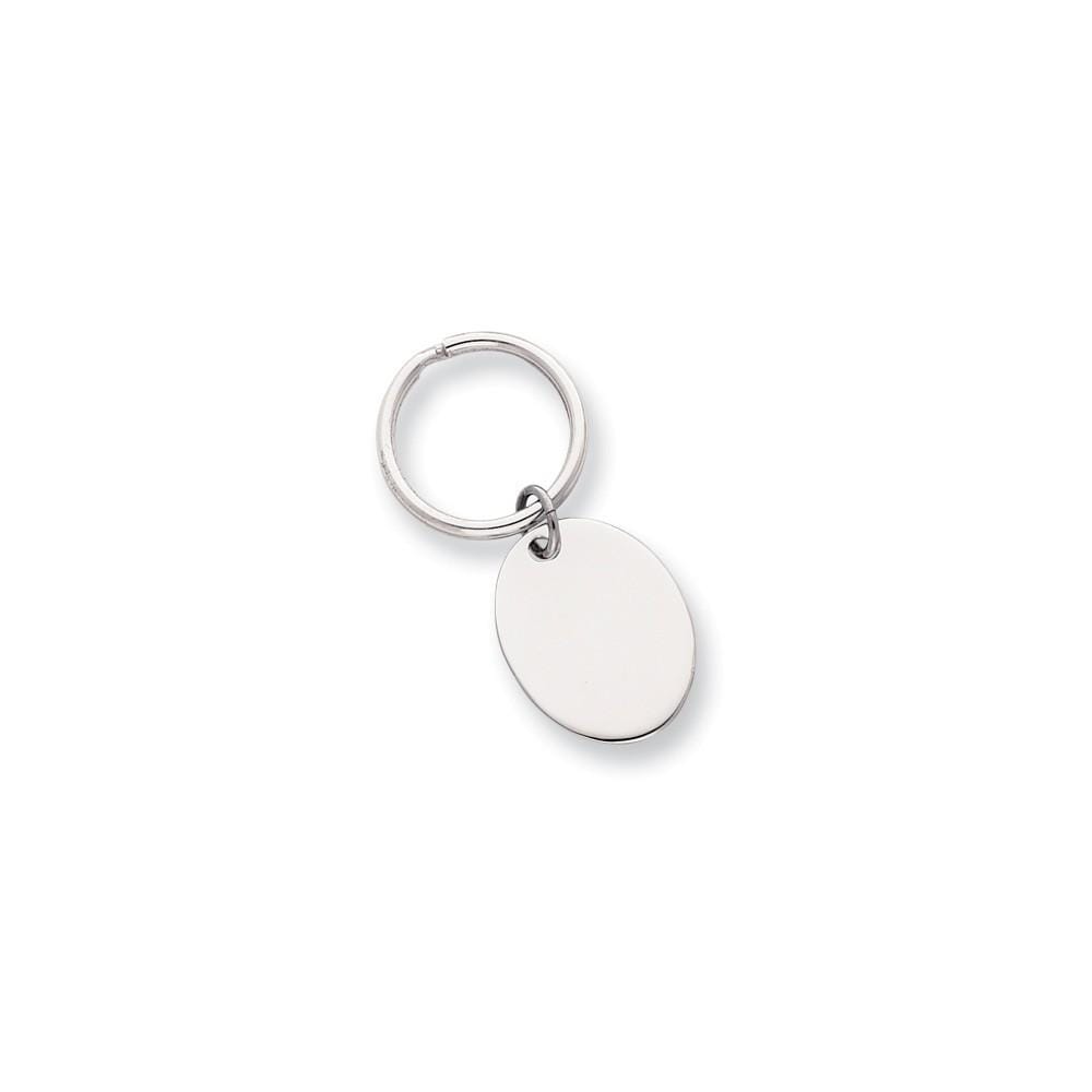 Jere Collection Key Ring No Engraving Rhodium Plated Polished Oval Key Ring