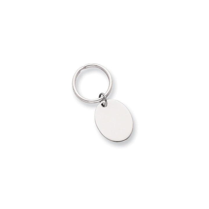 Jere Collection Key Ring No Engraving Rhodium Plated Polished Oval Key Ring