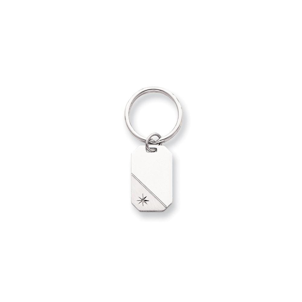 Jere Collection Key Ring No Engraving Rhodium Plated Star Cut Diamond Key Ring