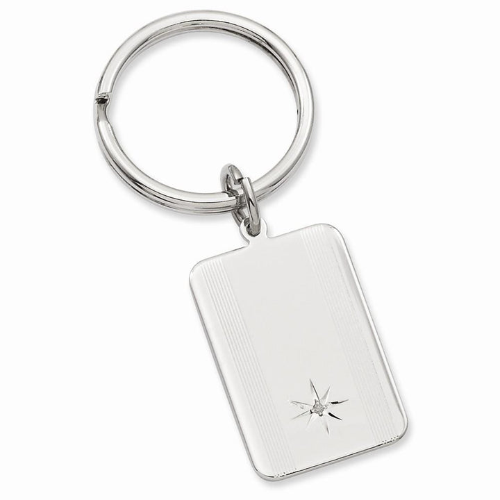 Jere Collection Key Ring No Engraving Rhodium Plated Star Cut Diamond Key Ring