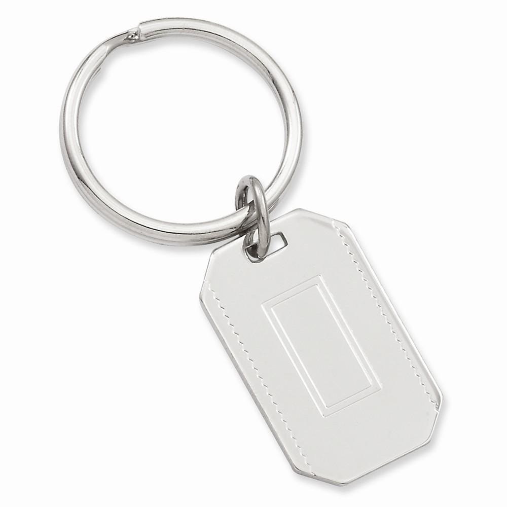 Jere Collection Key Ring No Engraving Rhodium Plated with Engraveable Area Key Ring