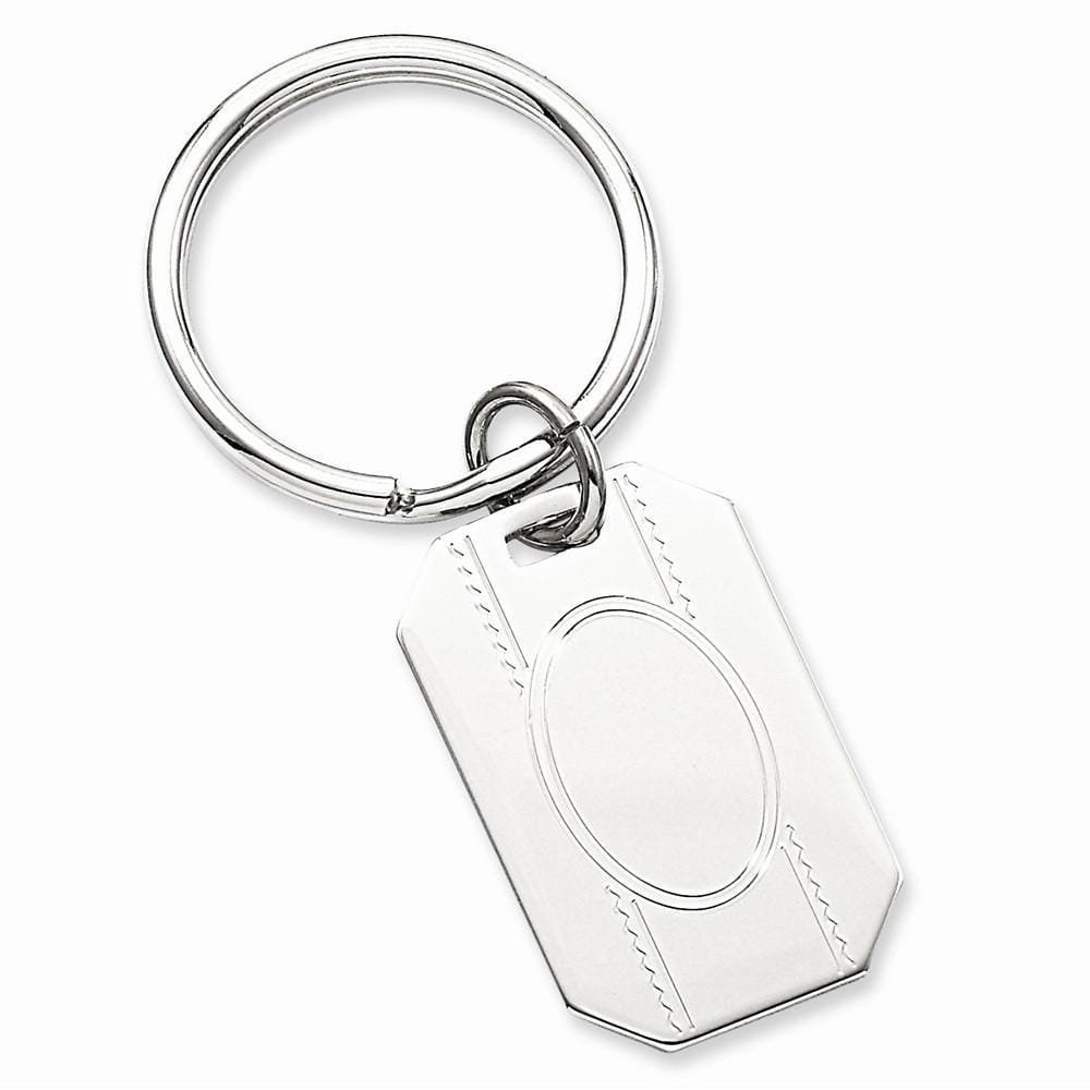 Jere Collection Key Ring No Engraving Rhodium Plated with Engraveable Area Key Ring
