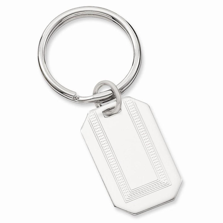 Jere Collection Key Ring No Engraving Rhodium Plated With Engraveable Area Key Ring