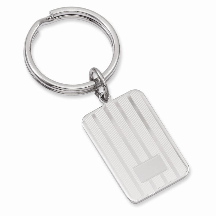 Kelly Waters Key Ring No Engraving White Rhodium Plated Lined Engravable Key Ring