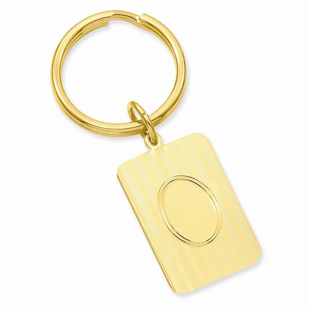 Jere Collection Key Ring No Engraving Yellow Gold Plated Horizontal Lines Key Ring