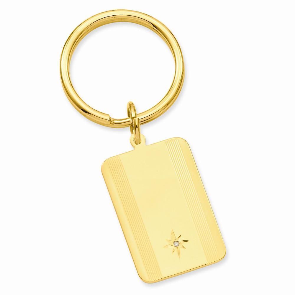Jere Collection Key Ring No Engraving Yellow Gold Plated Star Cut Diamond Key Ring
