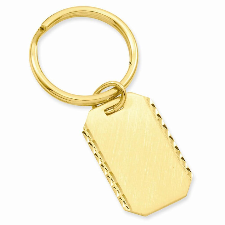 Jere Collection Key Ring No Engraving Yellow Gold Plated Swiss Cut Edge Key Ring