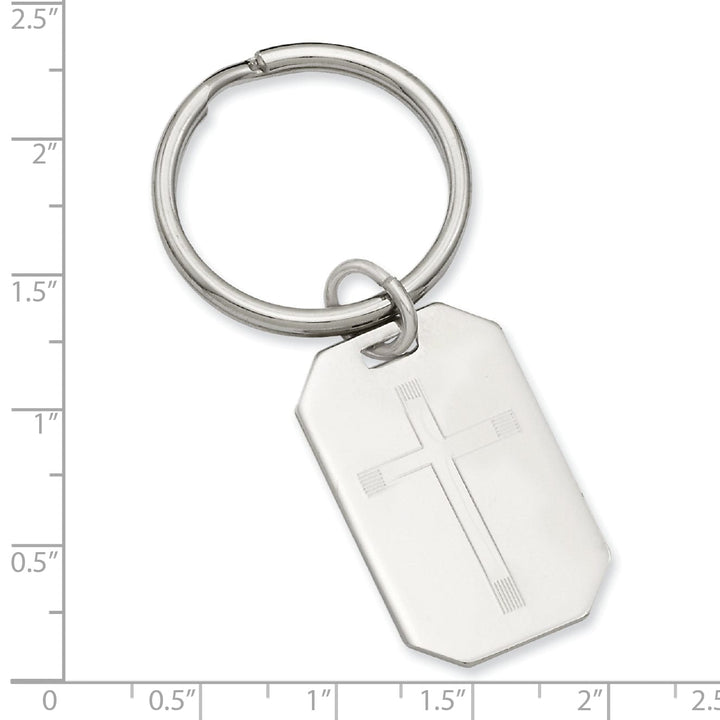 Kelly Waters Key Ring Rhodium Plated Cross Engravable Key Ring