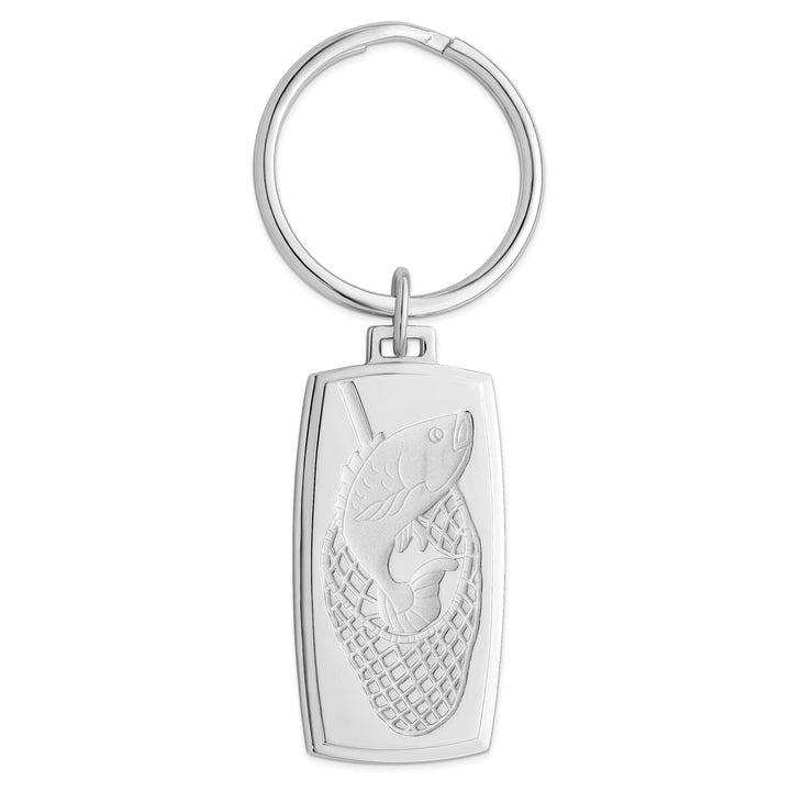 Jere Collection Key Ring Rhodium Plated Fish in Net Key Ring