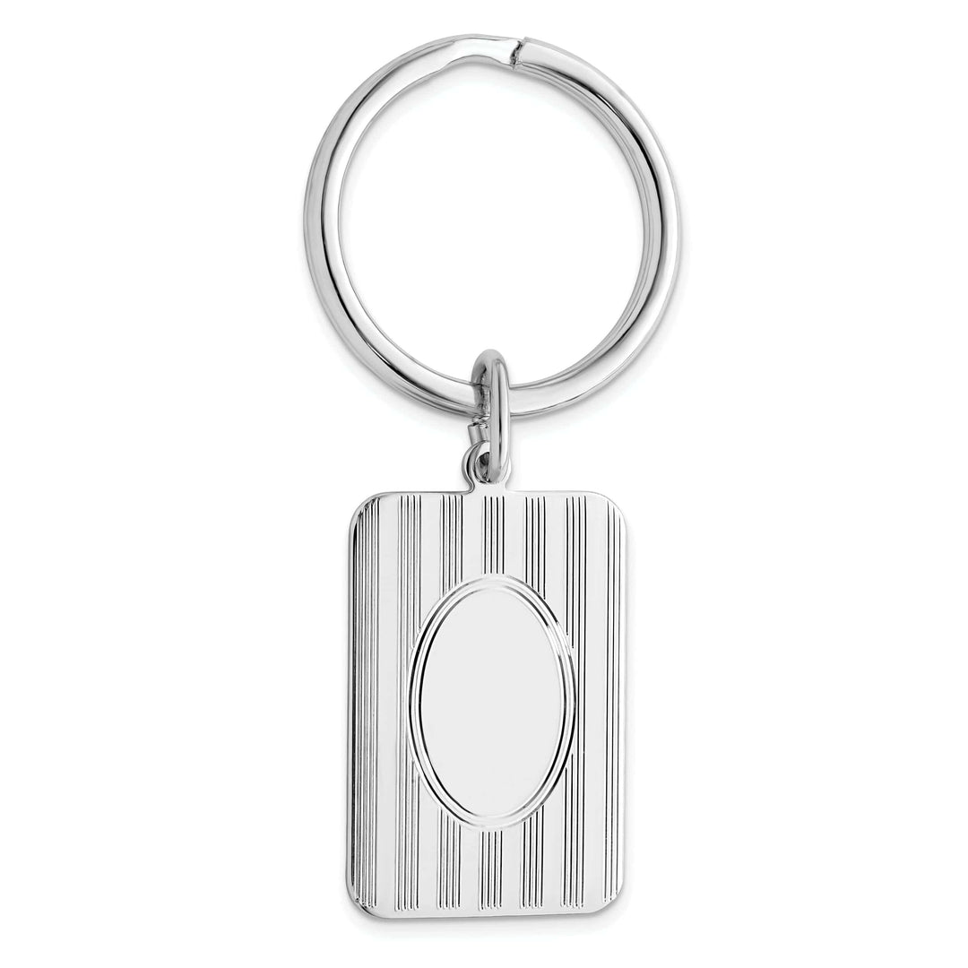 Jere Collection Key Ring Rhodium Plated Horizontal Lines Key Ring