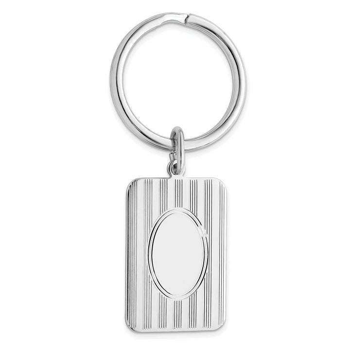 Jere Collection Key Ring Rhodium Plated Horizontal Lines Key Ring