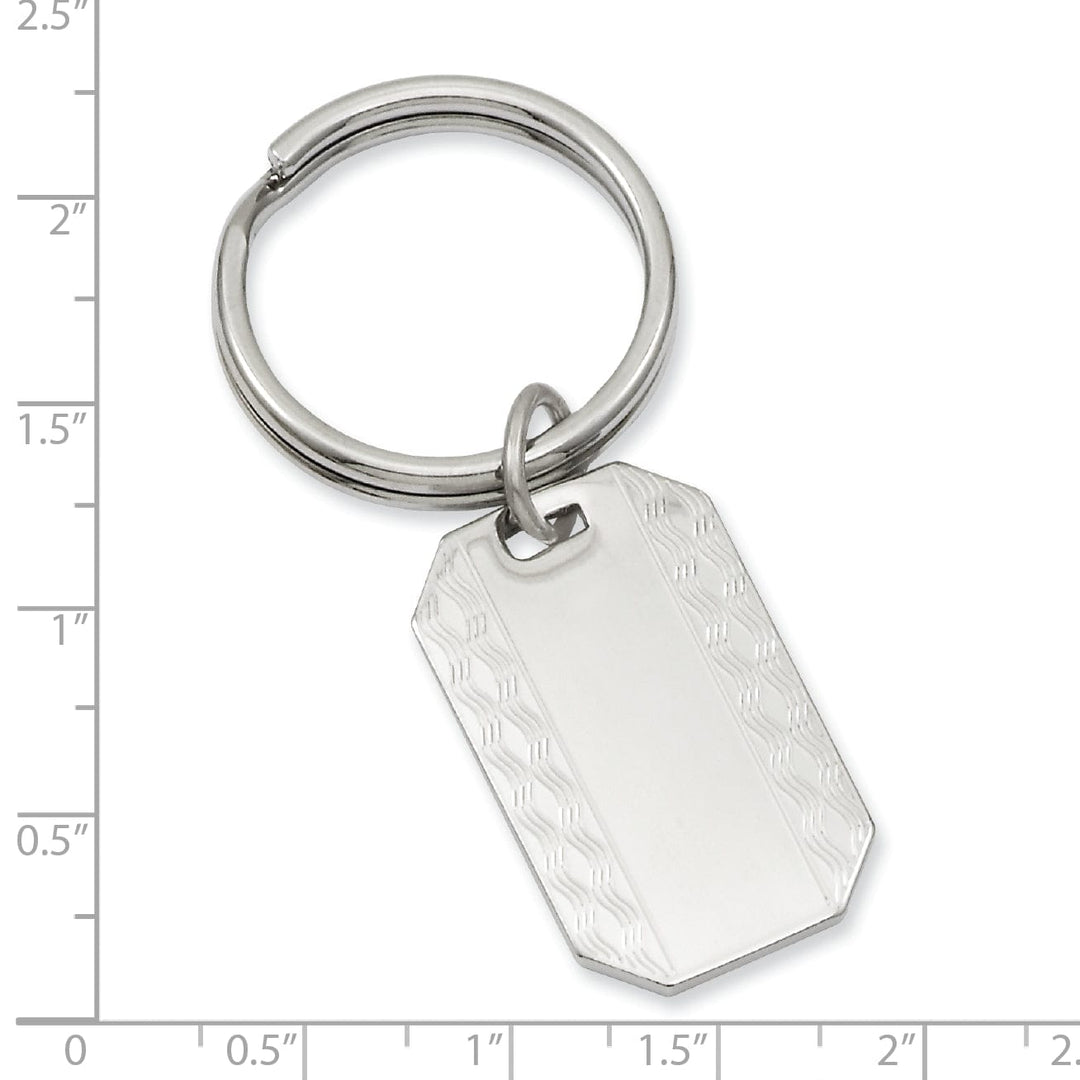 Jere Collection Key Ring Rhodium Plated Patterned Edge Key Ring