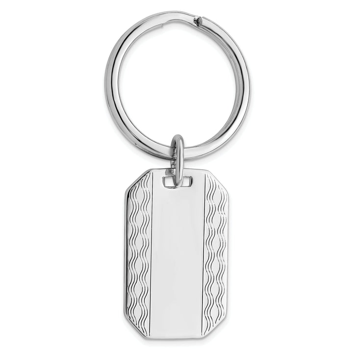 Jere Collection Key Ring Rhodium Plated Patterned Edge Key Ring