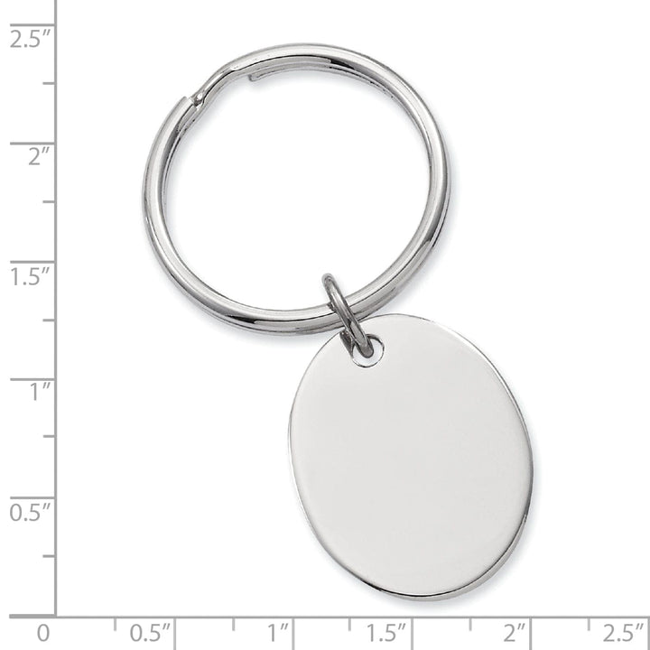 Jere Collection Key Ring Rhodium Plated Polished Oval Key Ring