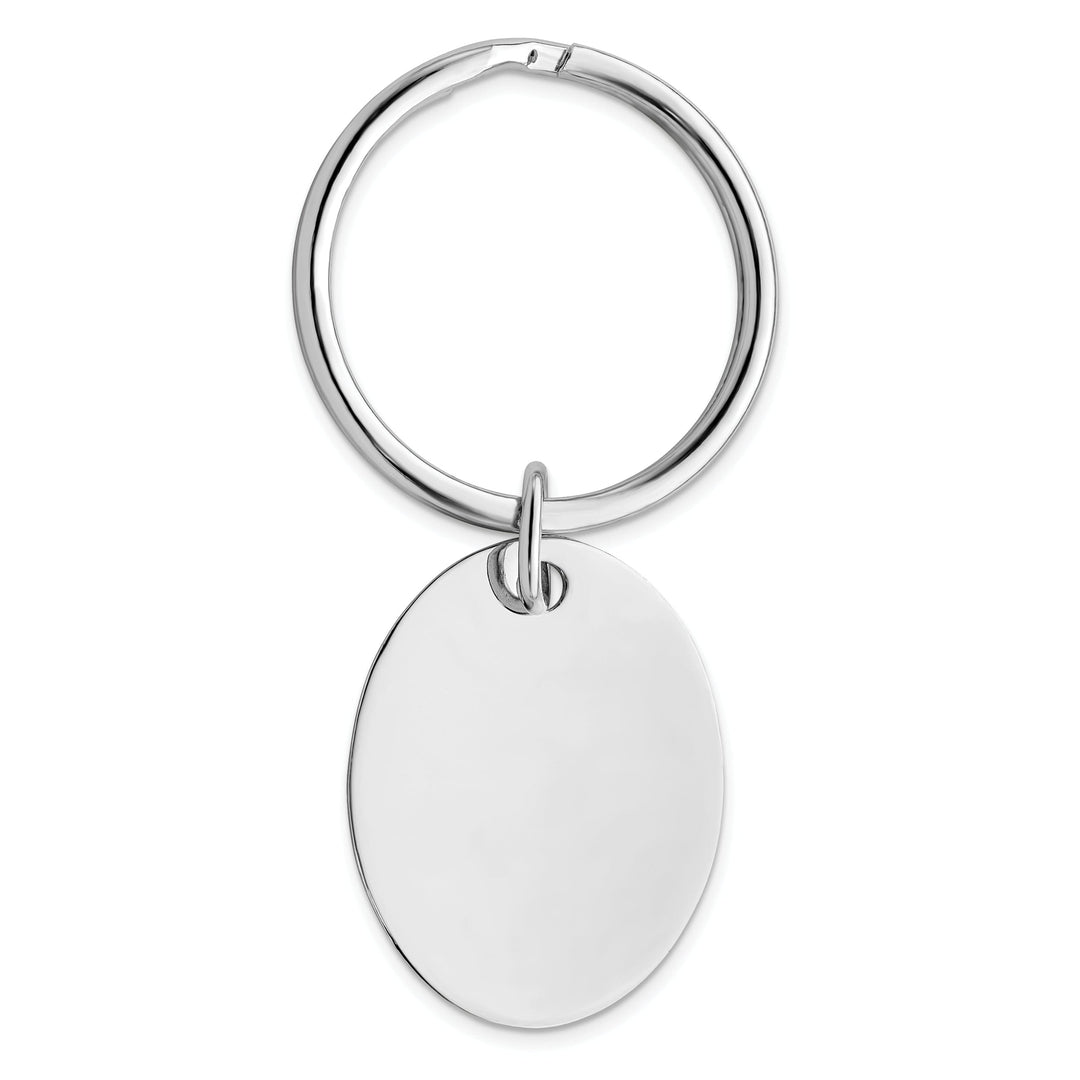 Jere Collection Key Ring Rhodium Plated Polished Oval Key Ring