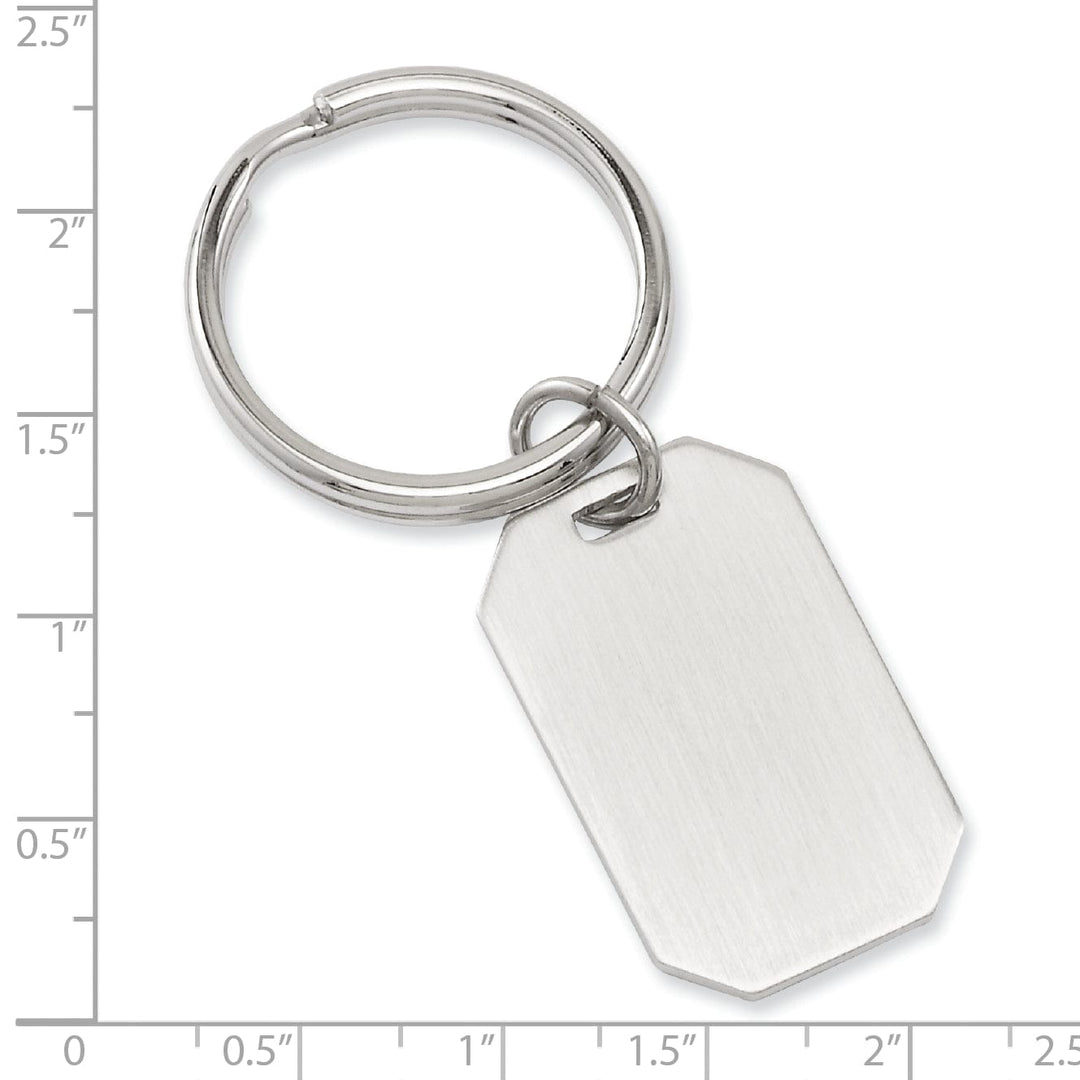 Jere Collection Key Ring Rhodium Plated Satin Rectangle Key Ring