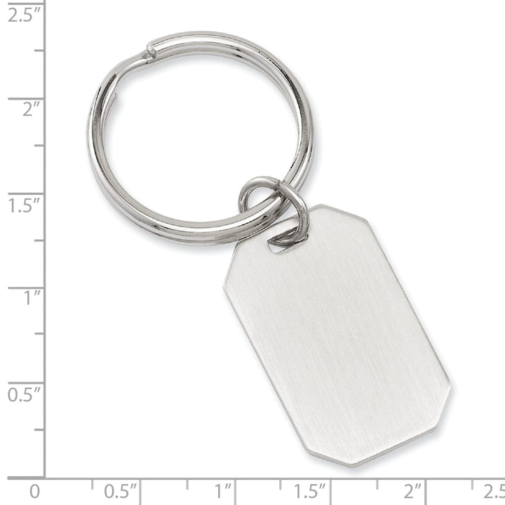 Jere Collection Key Ring Rhodium Plated Satin Rectangle Key Ring