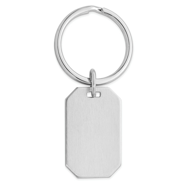 Jere Collection Key Ring Rhodium Plated Satin Rectangle Key Ring
