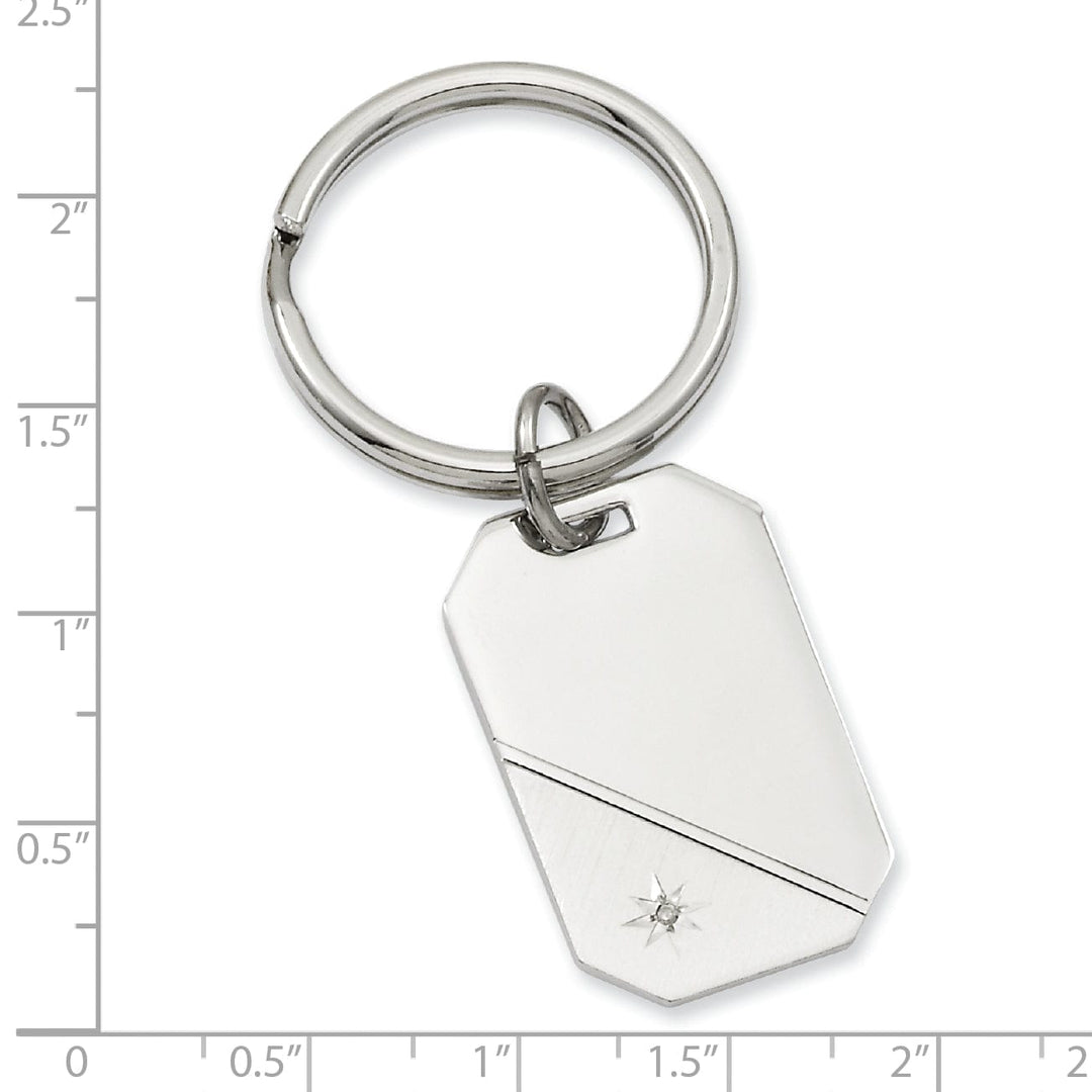 Jere Collection Key Ring Rhodium Plated Star Cut Diamond Key Ring