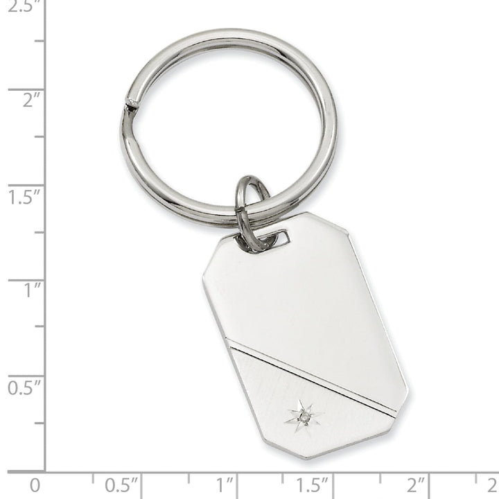 Jere Collection Key Ring Rhodium Plated Star Cut Diamond Key Ring