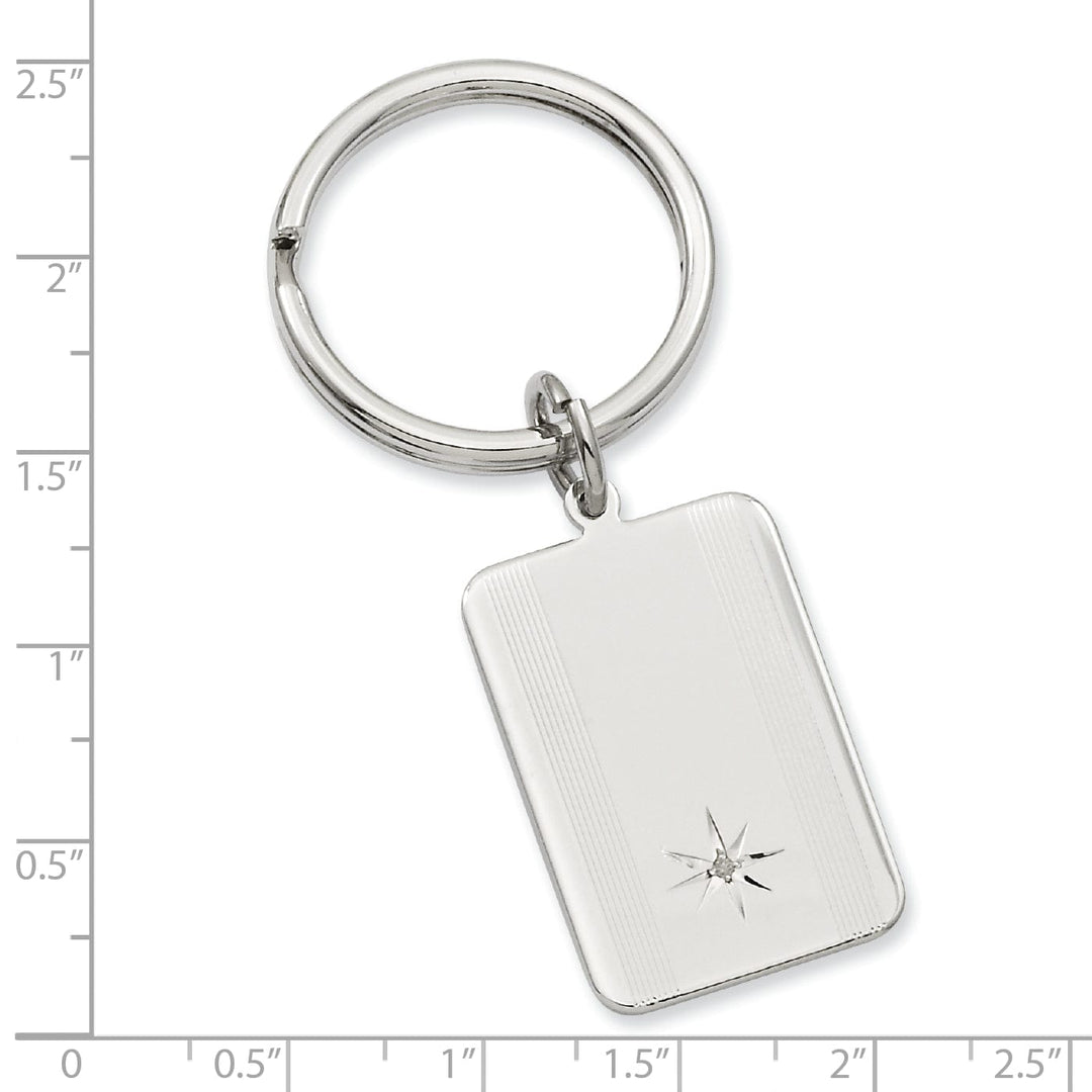 Jere Collection Key Ring Rhodium Plated Star Cut Diamond Key Ring