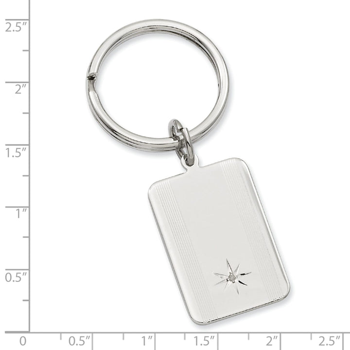 Jere Collection Key Ring Rhodium Plated Star Cut Diamond Key Ring