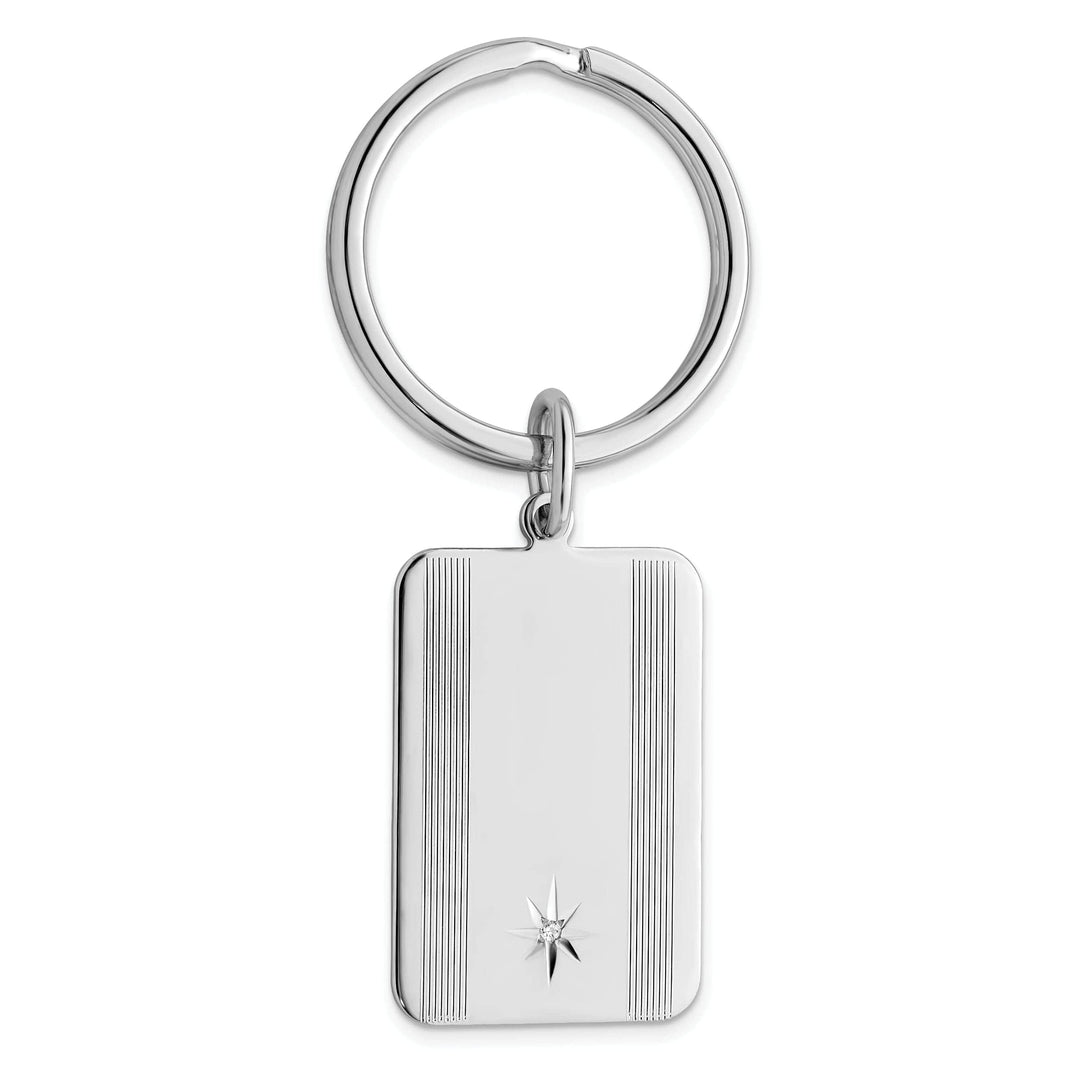 Jere Collection Key Ring Rhodium Plated Star Cut Diamond Key Ring