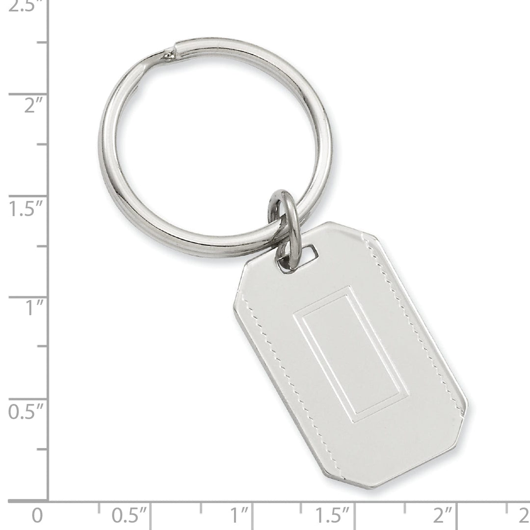 Jere Collection Key Ring Rhodium Plated with Engraveable Area Key Ring
