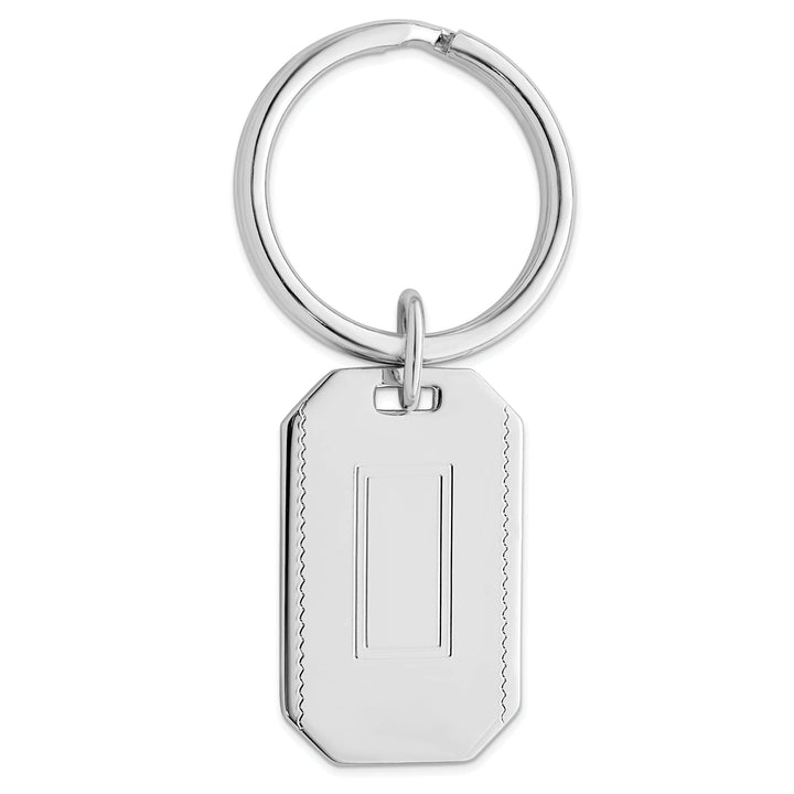 Jere Collection Key Ring Rhodium Plated with Engraveable Area Key Ring