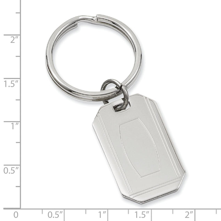 Jere Collection Key Ring Rhodium Plated with Engraveable Area Key Ring
