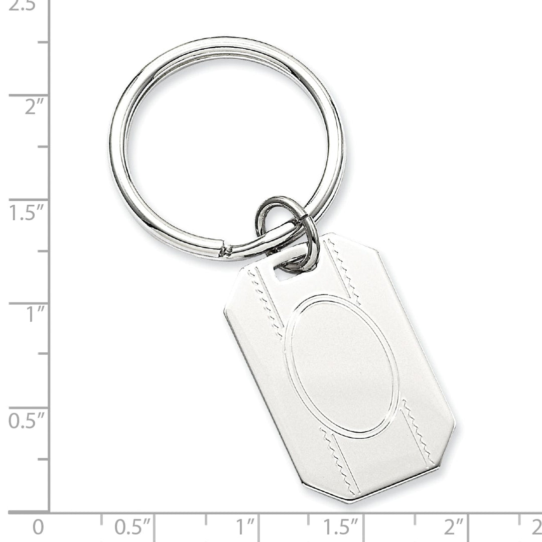 Jere Collection Key Ring Rhodium Plated with Engraveable Area Key Ring