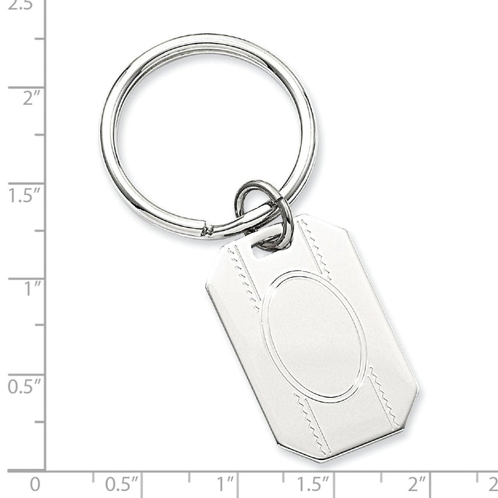 Jere Collection Key Ring Rhodium Plated with Engraveable Area Key Ring