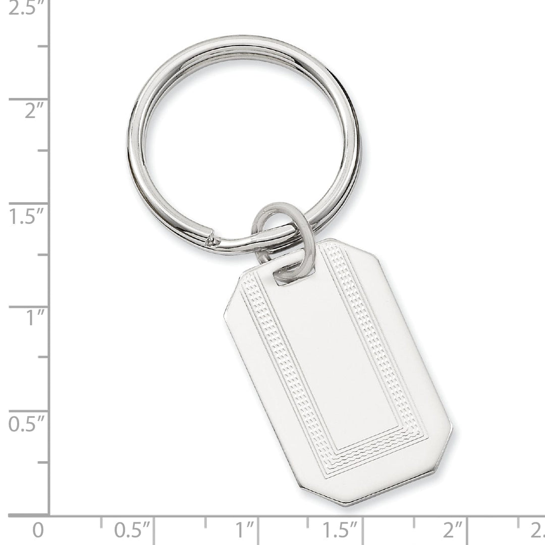 Jere Collection Key Ring Rhodium Plated With Engraveable Area Key Ring