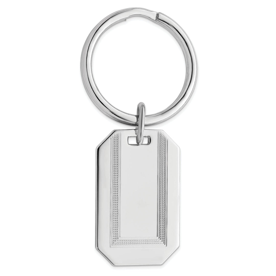 Jere Collection Key Ring Rhodium Plated With Engraveable Area Key Ring