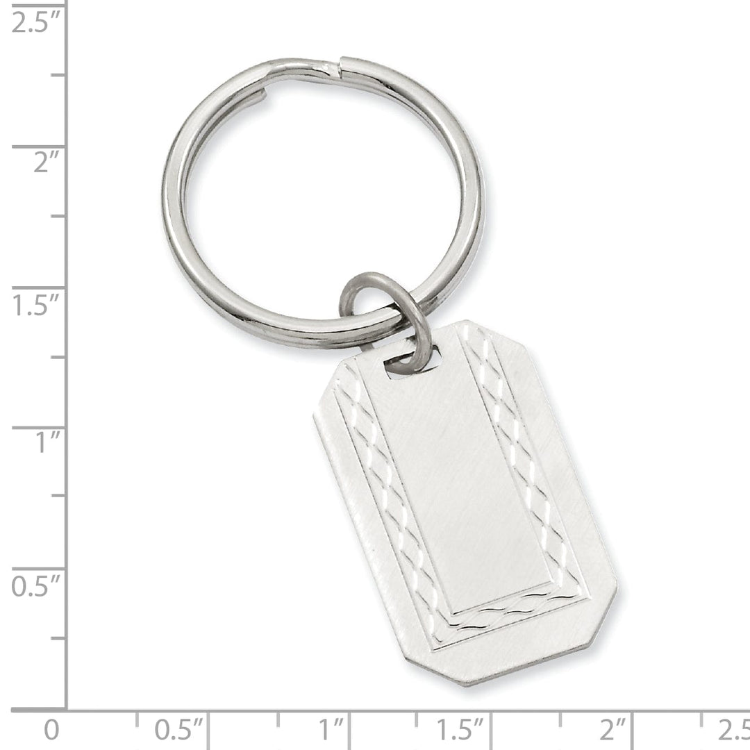 Jere Collection Key Ring Rhodium Plated with Engraveable Area Key Ring