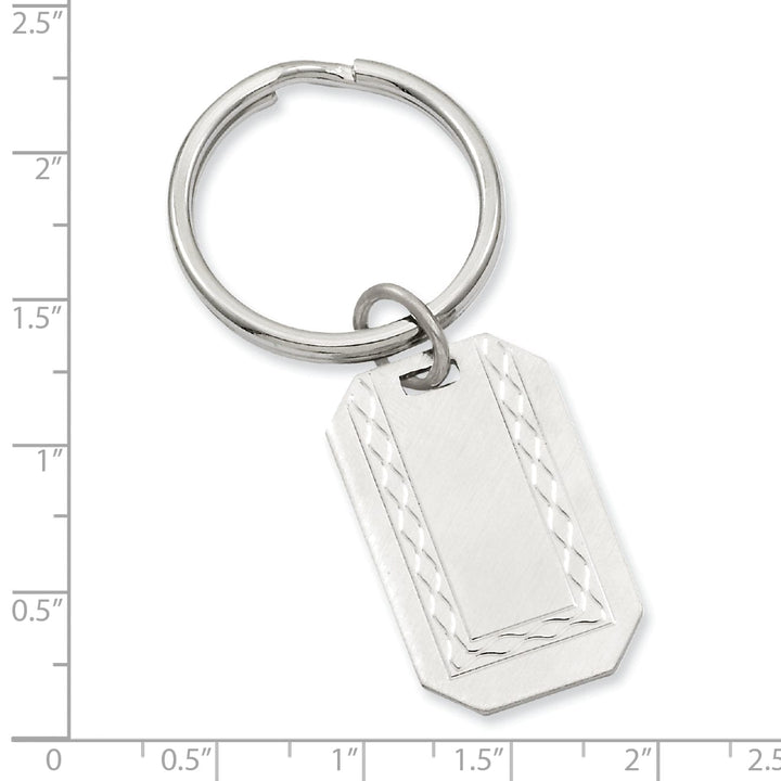 Jere Collection Key Ring Rhodium Plated with Engraveable Area Key Ring
