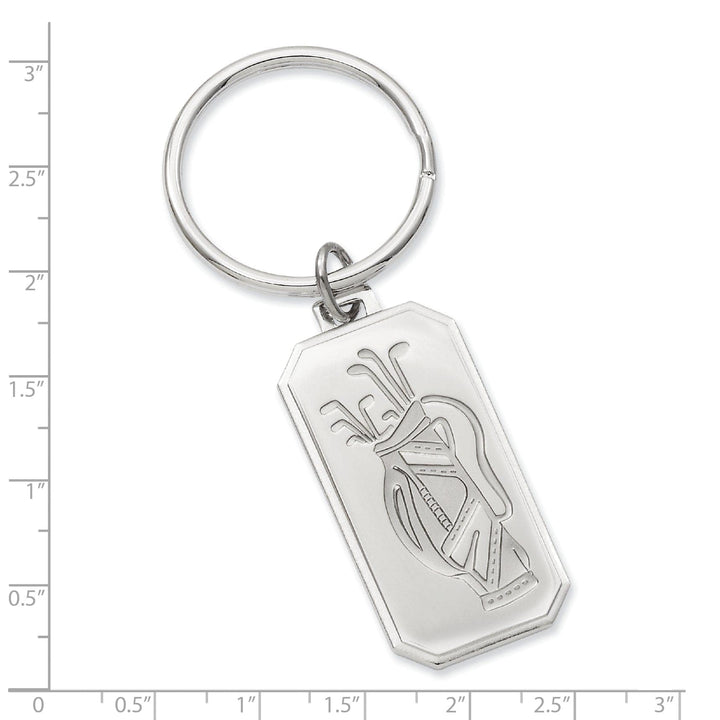 Jere Collection Key Ring White Rhodium Plated Golf Bag Key Ring