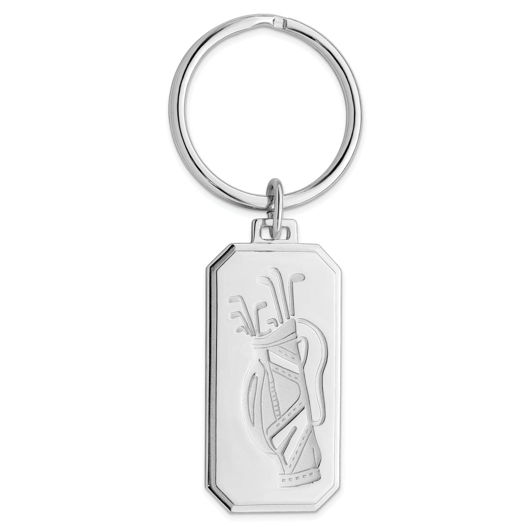 Jere Collection Key Ring White Rhodium Plated Golf Bag Key Ring