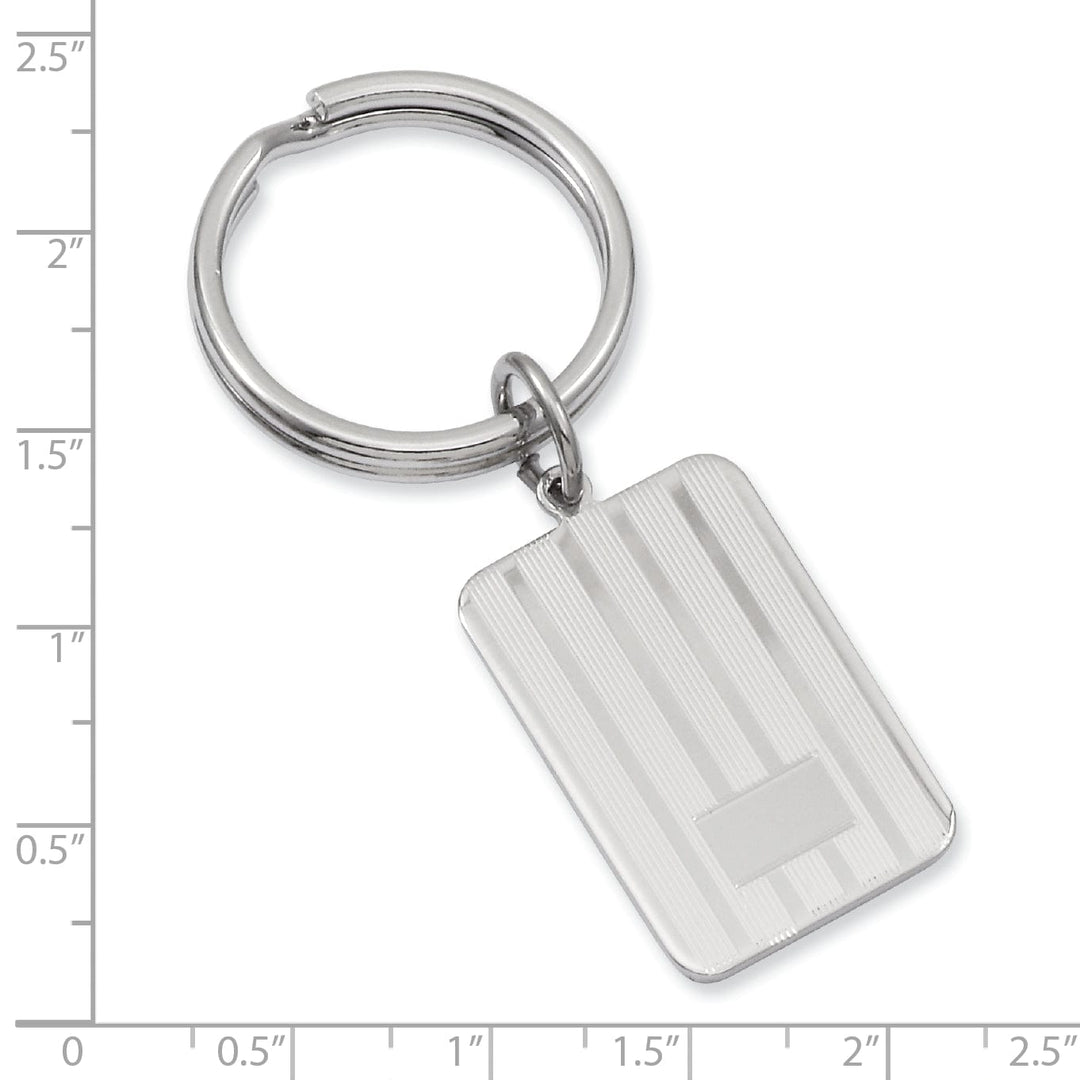 Kelly Waters Key Ring White Rhodium Plated Lined Engravable Key Ring