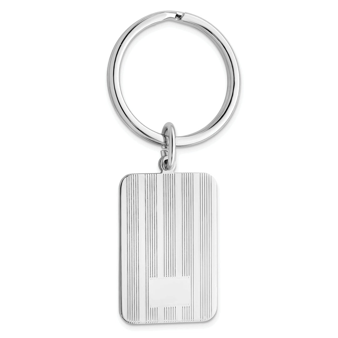 Kelly Waters Key Ring White Rhodium Plated Lined Engravable Key Ring