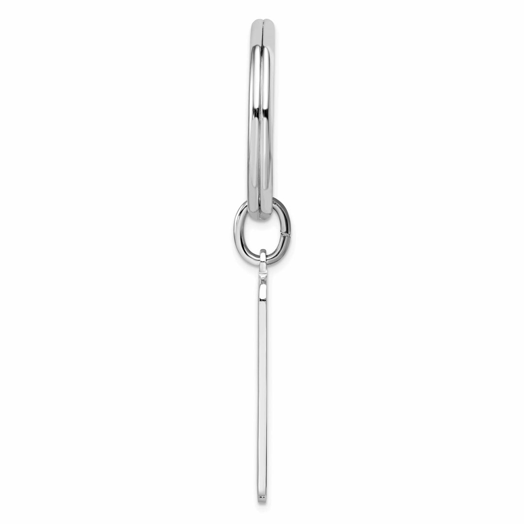 Jere Collection Key Ring White Rhodium Plated Patterned Border Key Ring