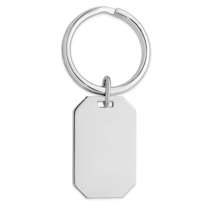 Jere Collection Key Ring White Rhodium Plated Polished Rectangle Key Ring