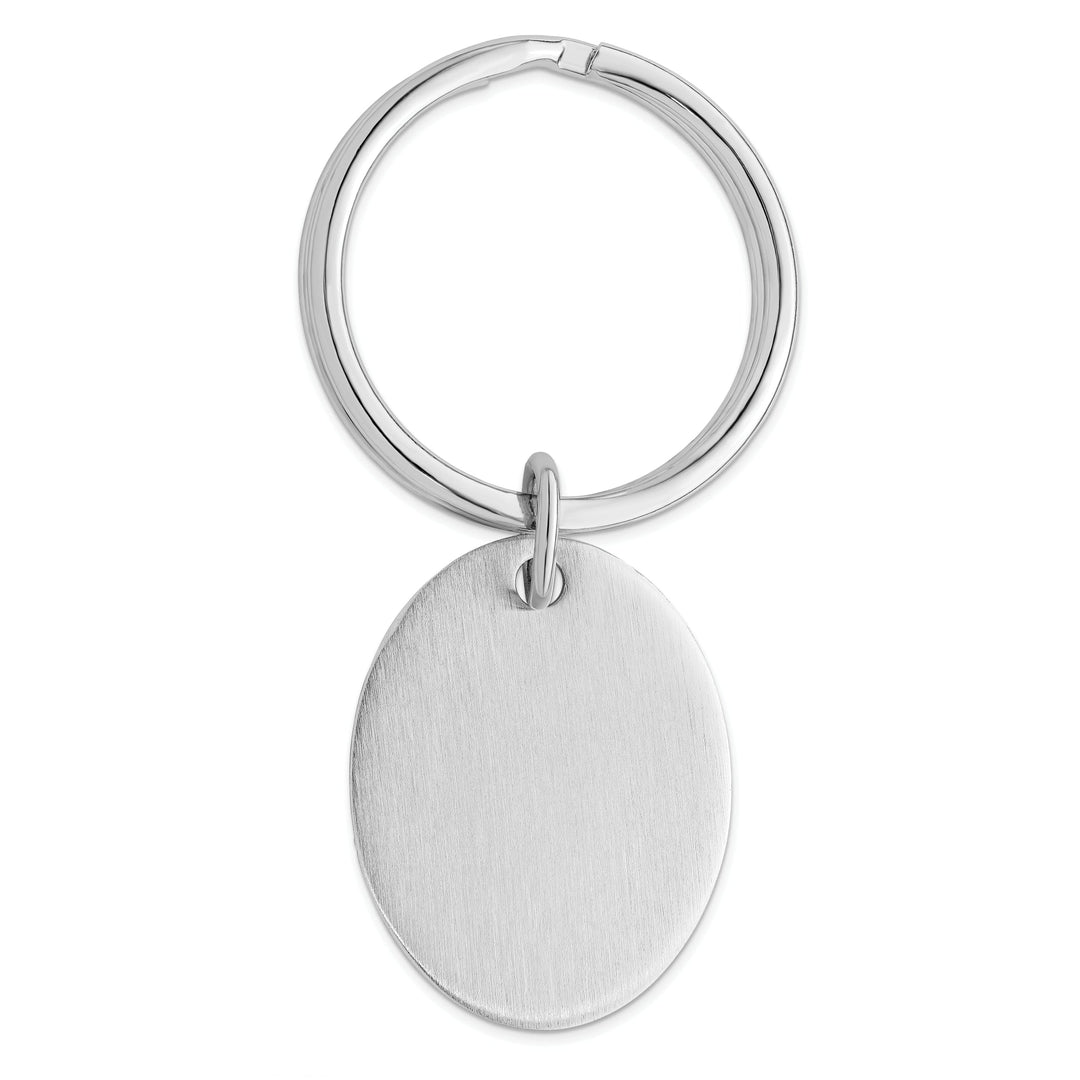 Jere Collection Key Ring White Rhodium Plated Satin Oval Key Ring