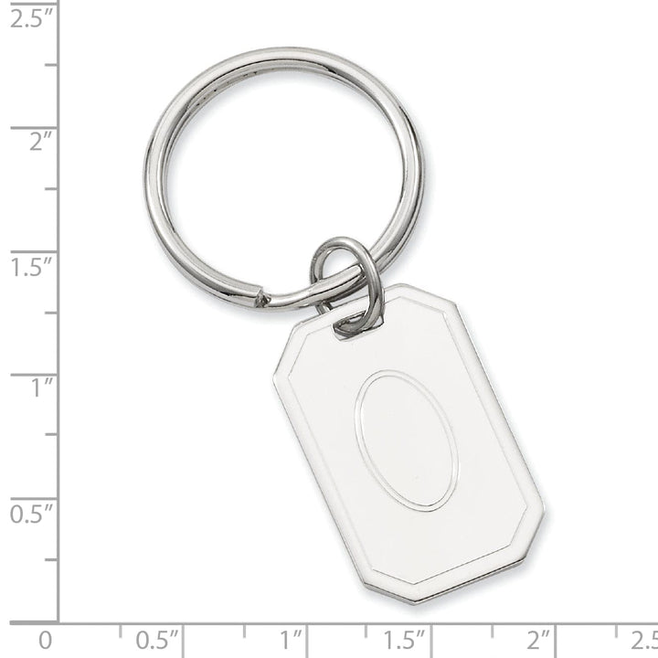 Jere Collection Key Ring White Rhodium Plated with Engravable Area Key Ring