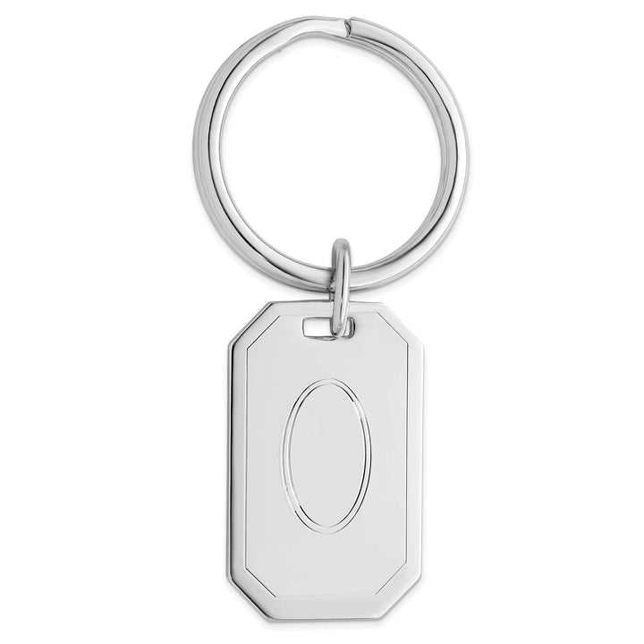 Jere Collection Key Ring White Rhodium Plated with Engravable Area Key Ring