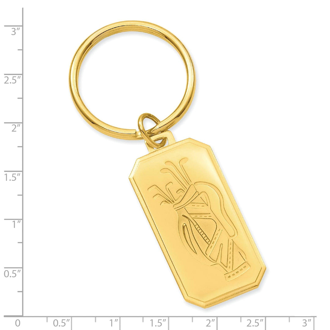 Jere Collection Key Ring Yellow Gold Plated Golf Bag Key Ring