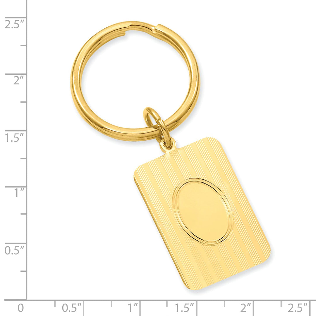 Jere Collection Key Ring Yellow Gold Plated Horizontal Lines Key Ring