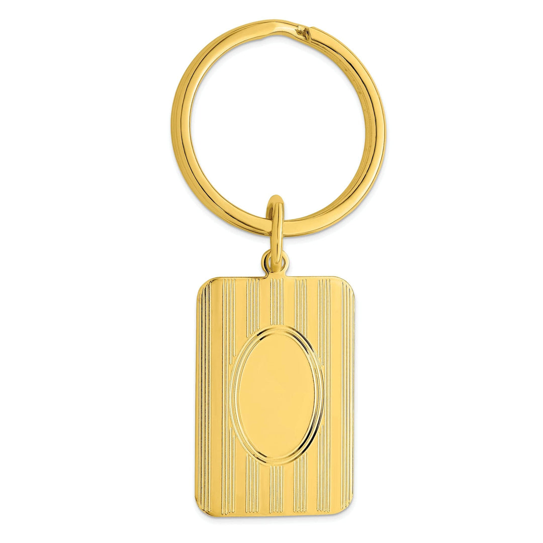 Jere Collection Key Ring Yellow Gold Plated Horizontal Lines Key Ring