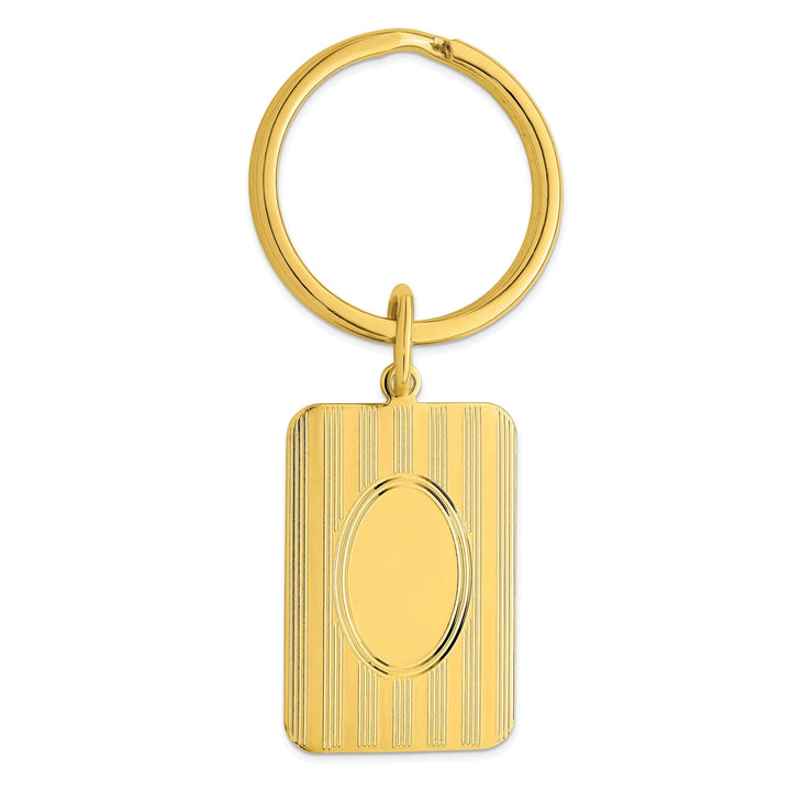 Jere Collection Key Ring Yellow Gold Plated Horizontal Lines Key Ring