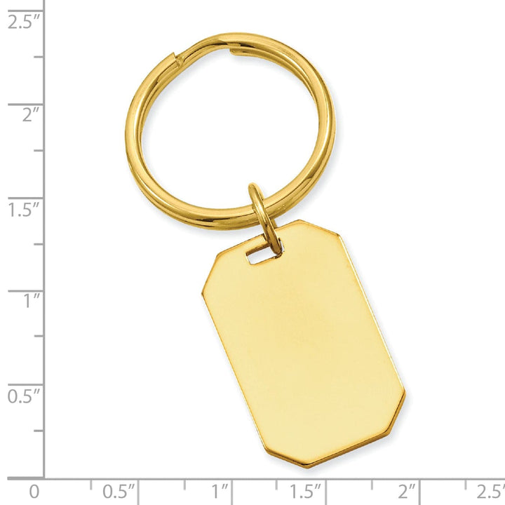 Jere Collection Key Ring Yellow Gold Plated Polished Rectangle Key Ring